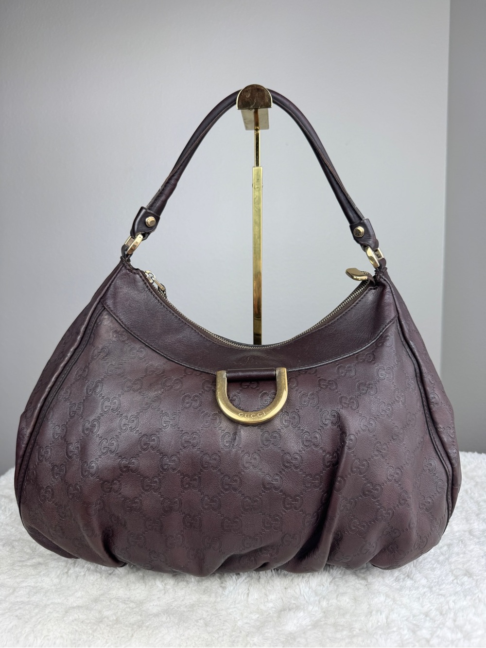 Gucci D ring Hobo Guccissima Brown Hobo Shoulder Bag